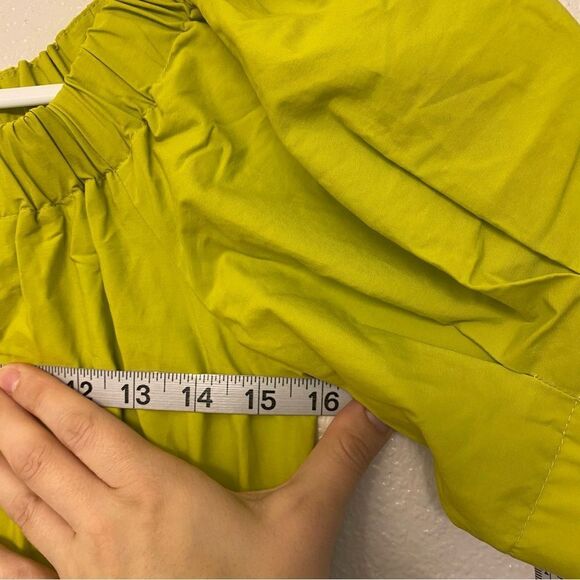 Eva Mendes lime green a line off the shoulder puff sleeve summer Dress boho L - Picture 15 of 15